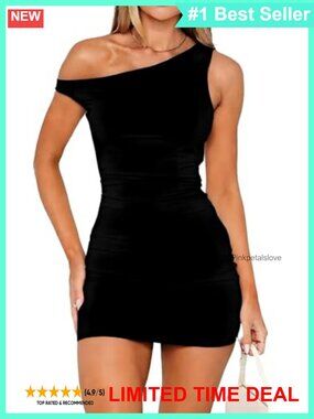 Off Shoulder Mini Dress Sleeveless Bodycon Club Party Summer Dress
